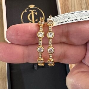 Juicy Couture Gold-Tone Hoop Earrings With Crystal Accents Set In A Bezel